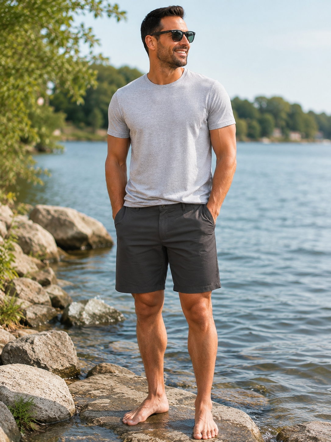 Men's Gray Hybrid Shorts