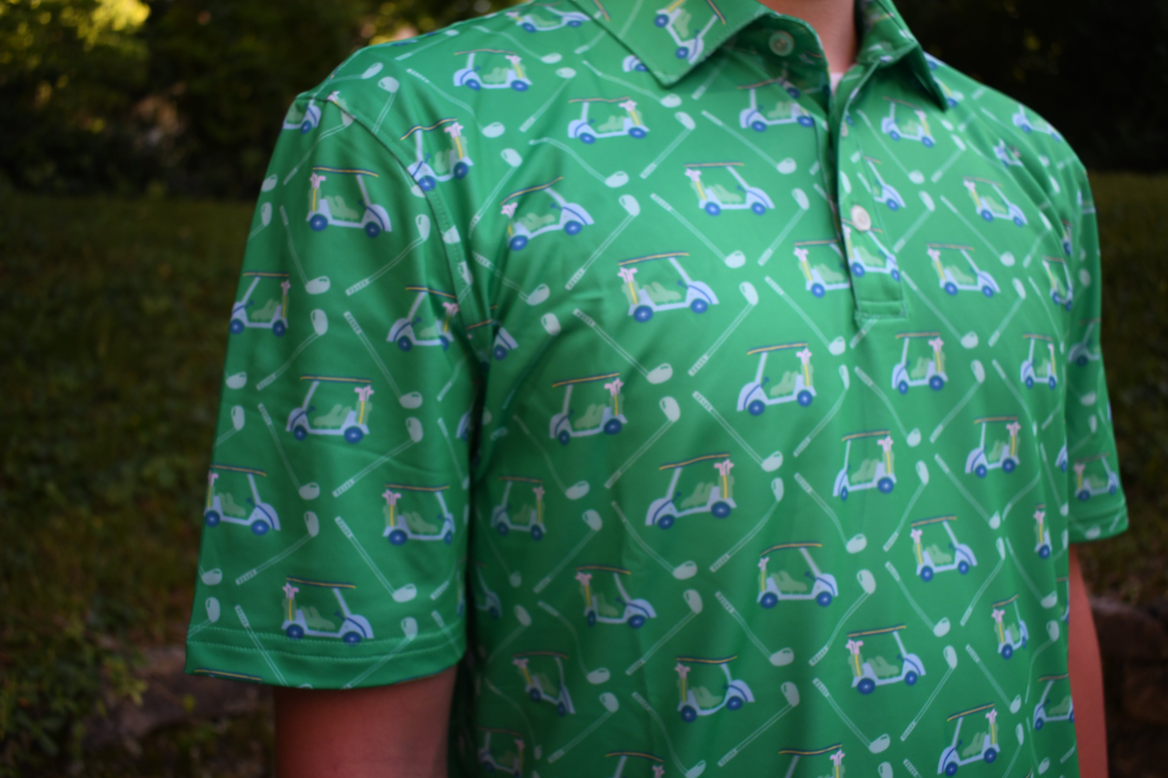 Men's Green Golf Cart Polo