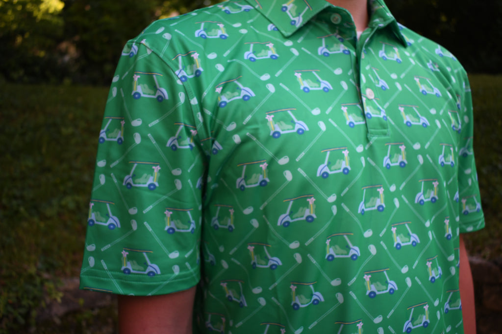 Kid's Green Golf Cart Polo