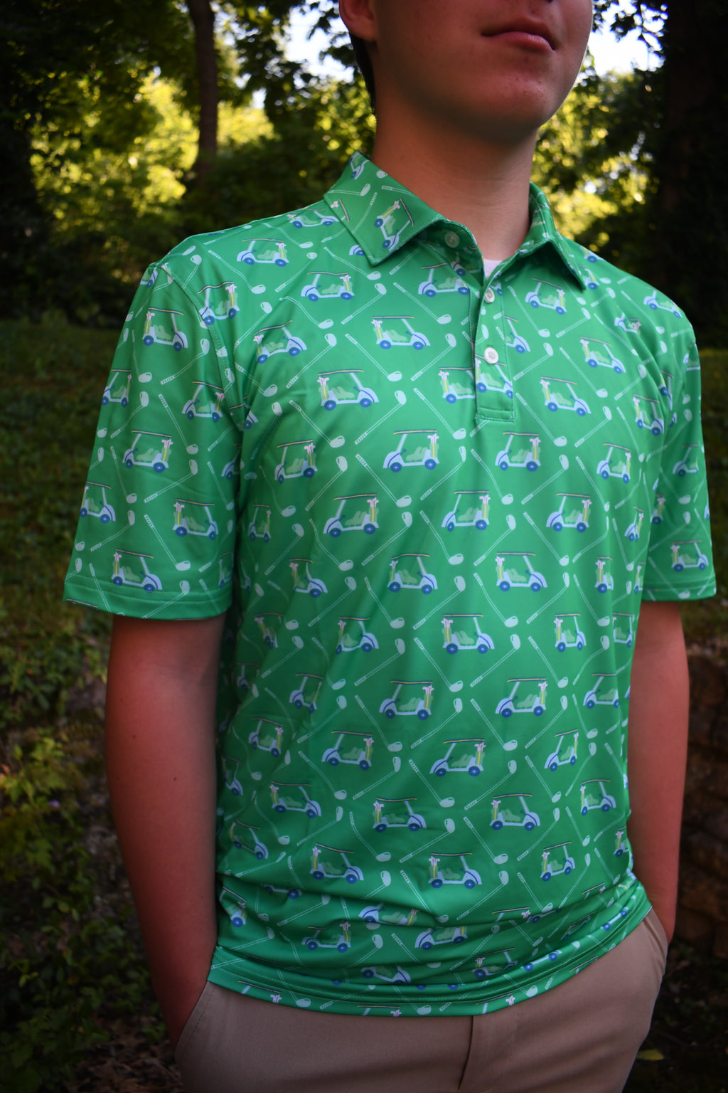 Kid's Green Golf Cart Polo