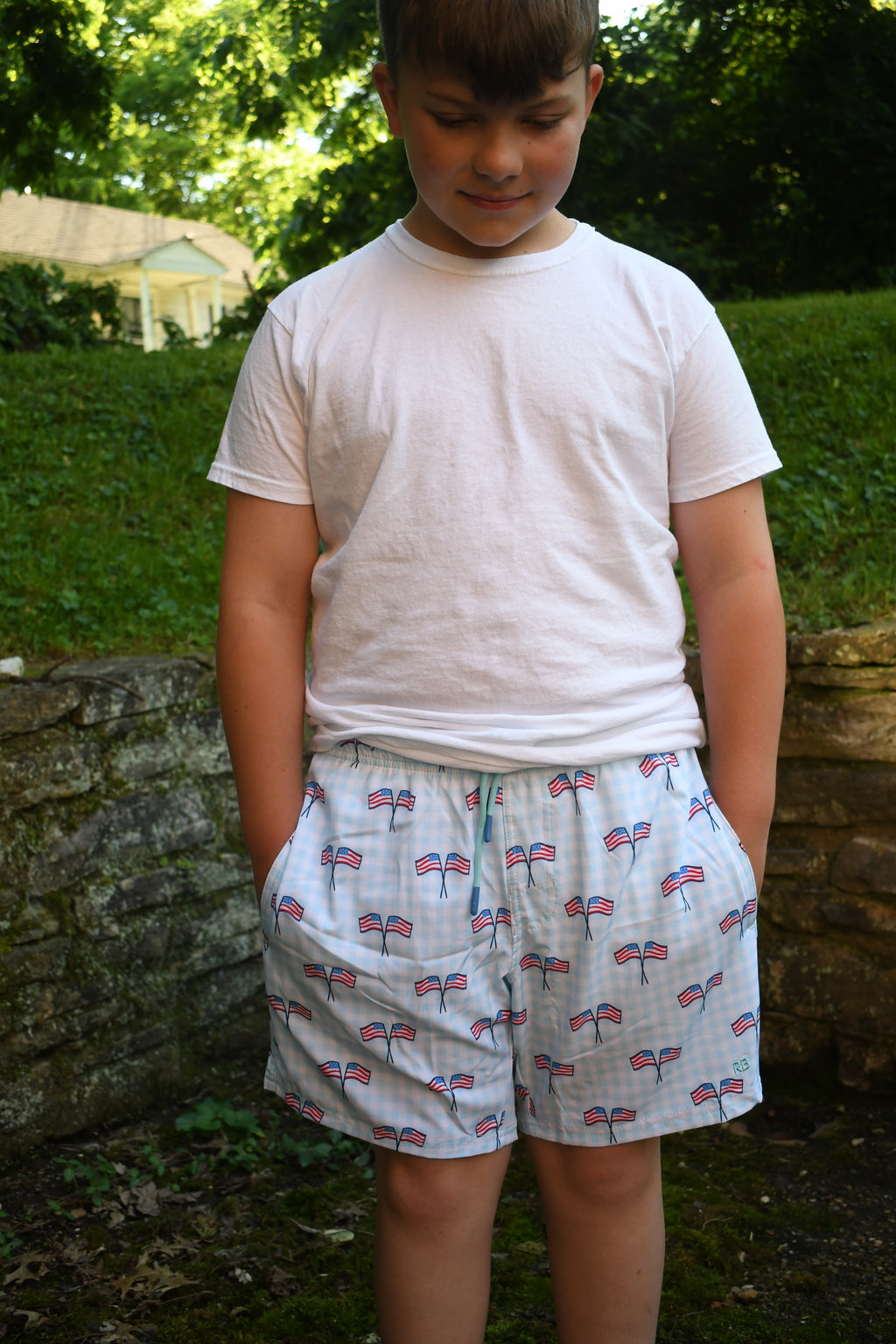 Youth American Flag Swim Shorts